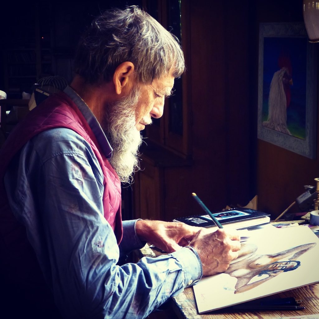 man drawing as a hobby